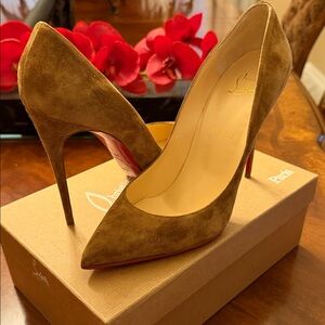 Christian Louboutin Tan Suede Heels